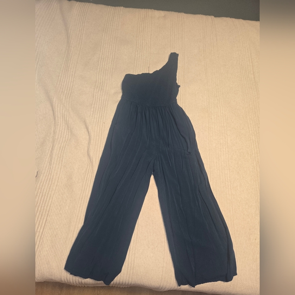 Elegant One-Shoulder Teal Jumpsuit